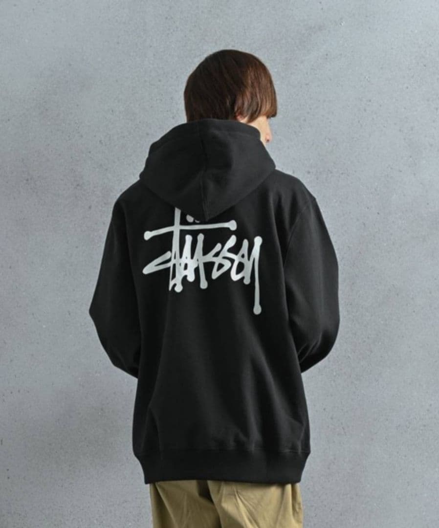 Stussy Mサイズ ブラック プルオーバーパーカー フードパーカー