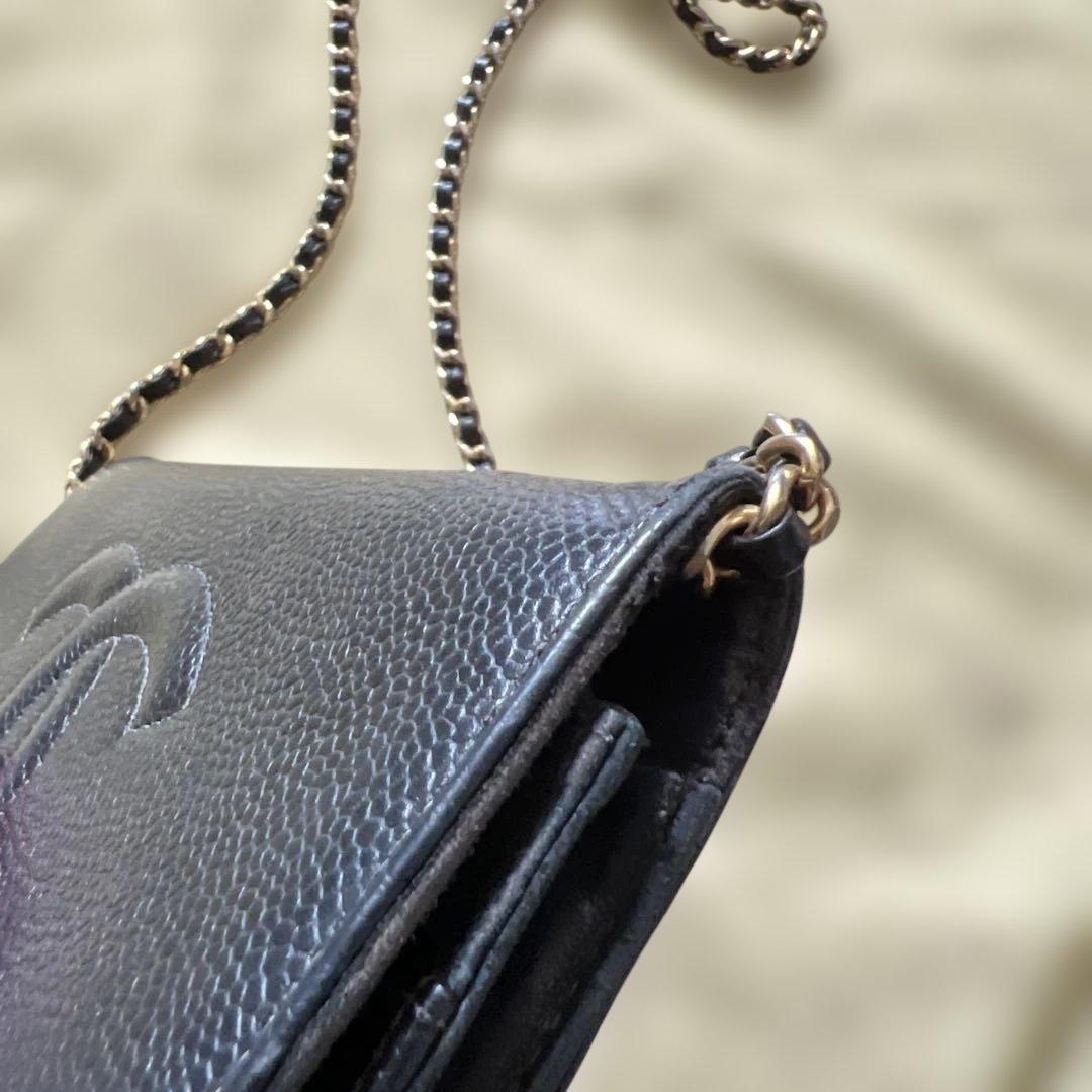CHANEL シャネル　チェーンウォレット　キャビアスキン　【正規リペア済】