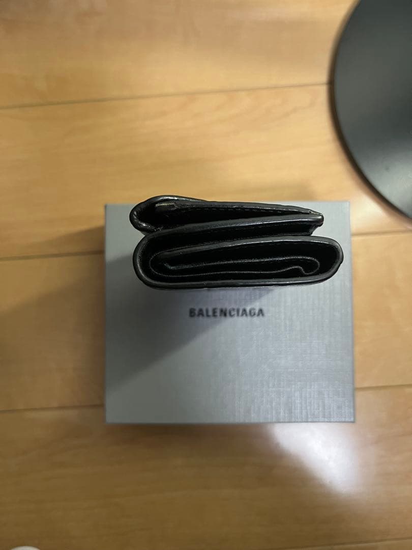 【難あり】BALENCIAGA ペーパーミニウォレットウォレット　クロコ型押し
