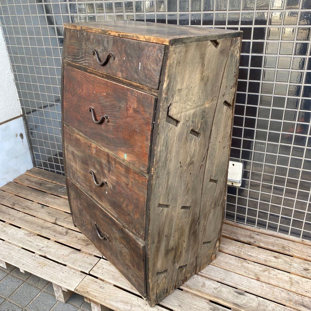 明治 時代箪笥 骨董品 四段 古民家 蔵出し 古家具 アンティーク 店舗什器