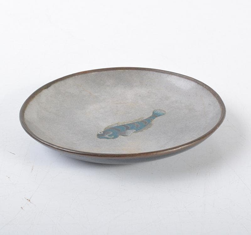 七宝焼　古七宝琺瑯彩　オコゼ　魚文盤　小皿 M　R4298