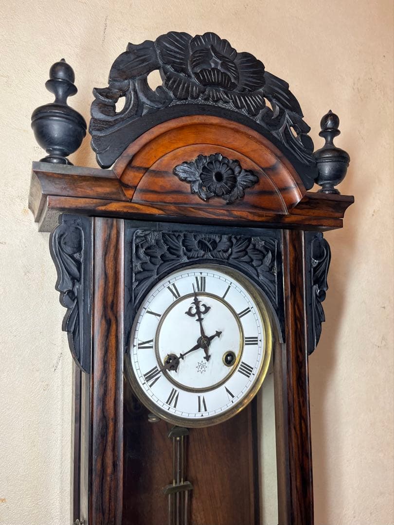 ユンハンス　黒柿　柱時計　古時計　振り子　レトロ　精工舎　ゼンマイ　アンティーク