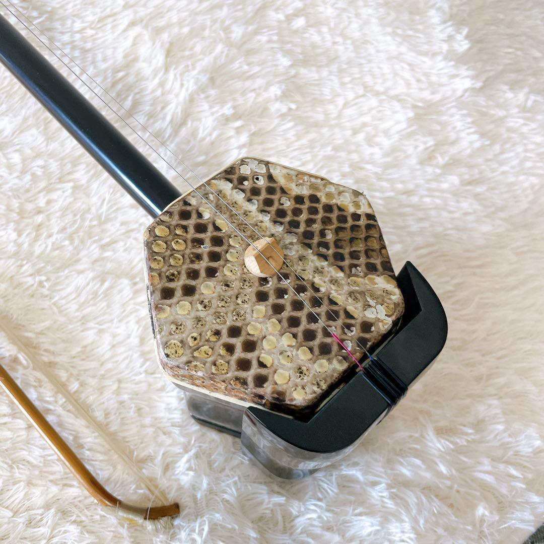 【音出しOK】二胡　蛇皮製　ハードケース付き