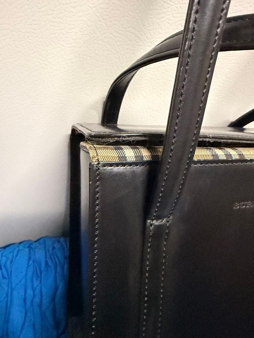 d*2様 BURBERRY スクエア型 ハンドバッグ レザー ノバチェック ブラ