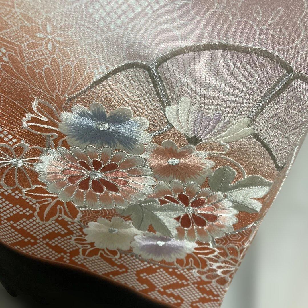 豪華刺繍正絹黒留袖袖フルセットお探しの方　西陣織袋帯　牡丹　駒刺繍 銀彩銀刺繍