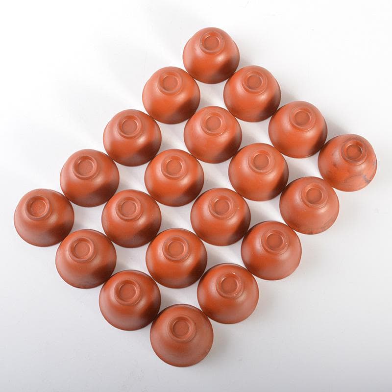 煎茶道具　紫砂　朱泥　内白釉　煎茶碗　20客まとめて　N　6670