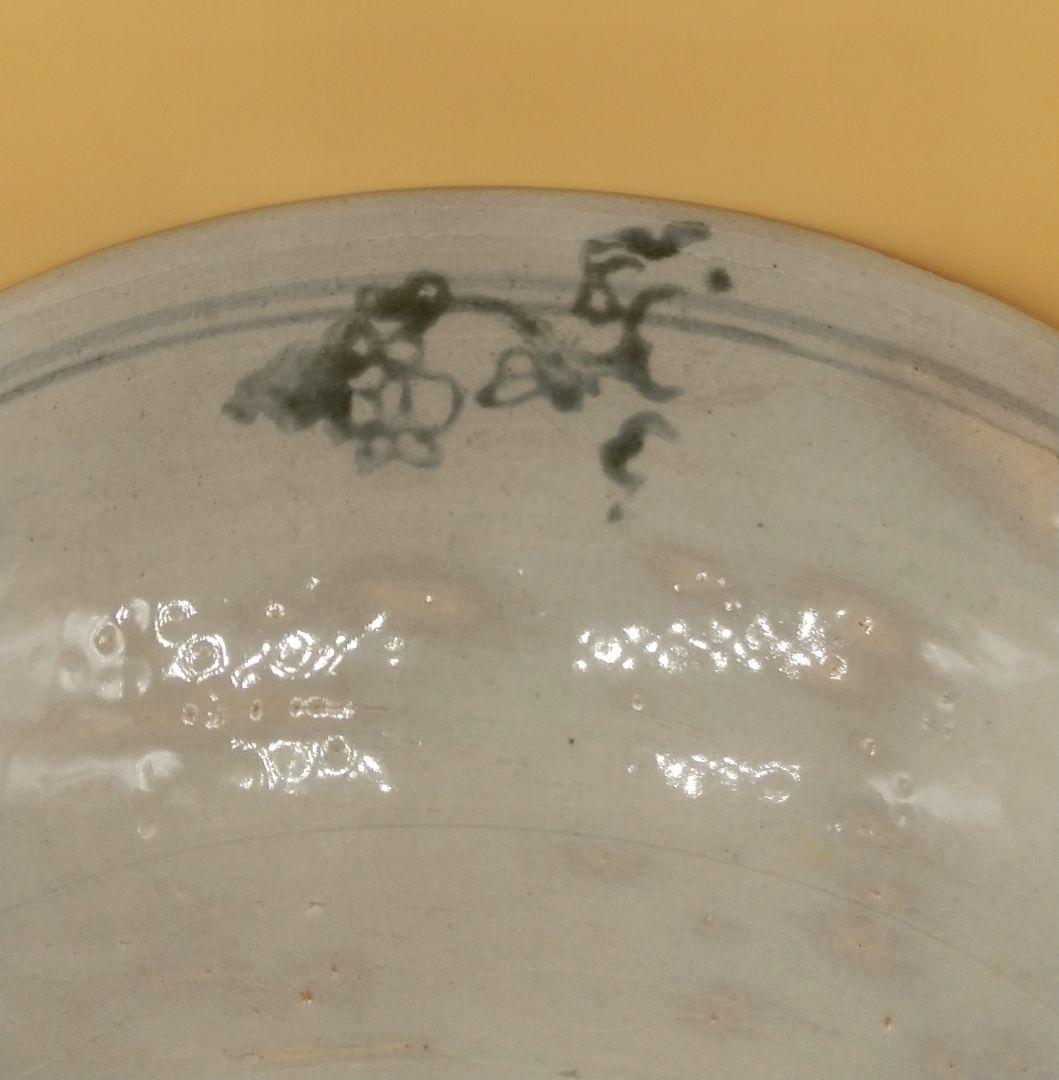 安南 染付 大皿 骨董 鳥と花