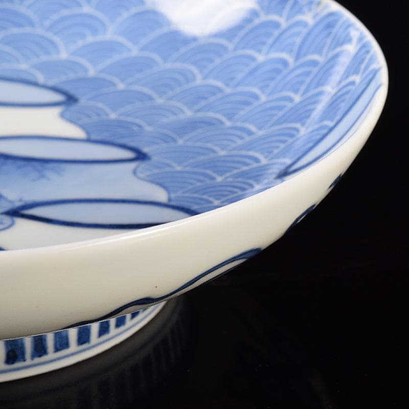 鍋島焼　藍鍋島　七壷文　五寸皿　時代箱付　V　R8047