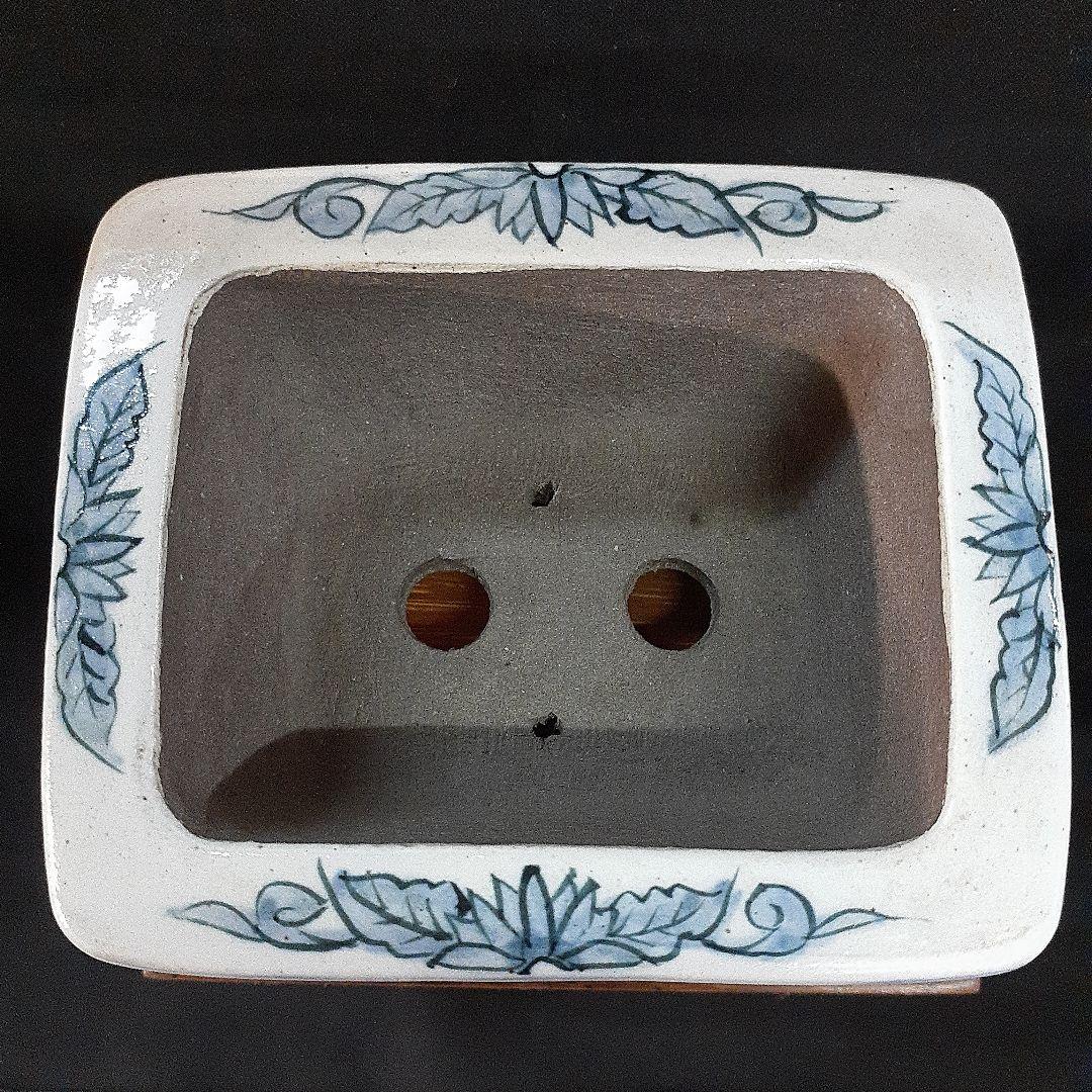 020.【 陶翠窯 】エン付長角３号盆栽鉢/植木鉢