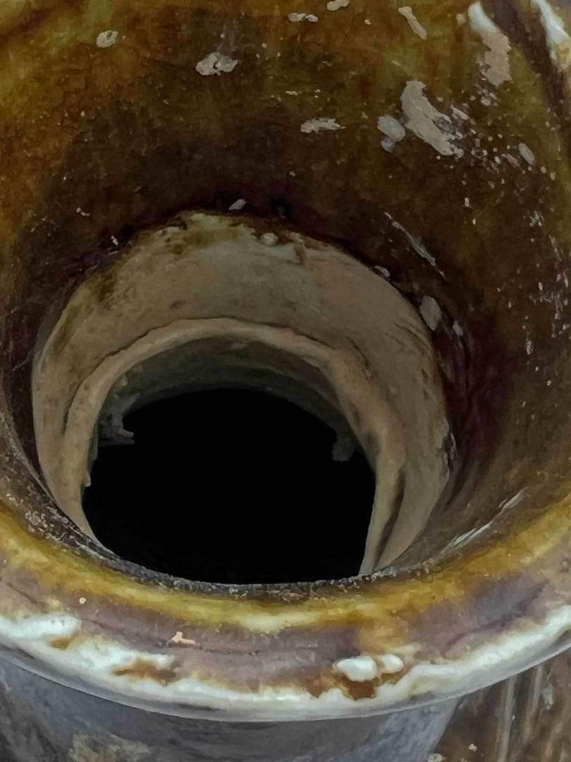 金～元時代　褐釉花草文花瓶　花入　花瓶　茶道具　香道具(B-63)