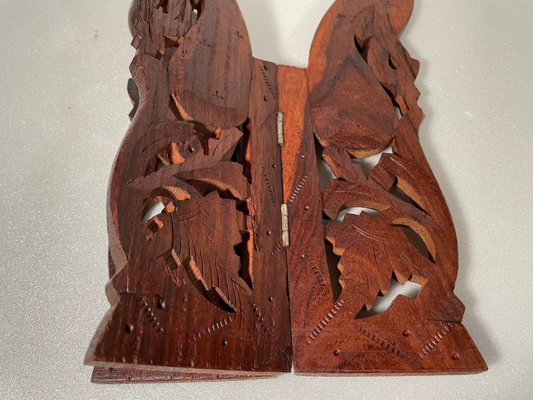 木製の葉模様トレイとスタンドセット