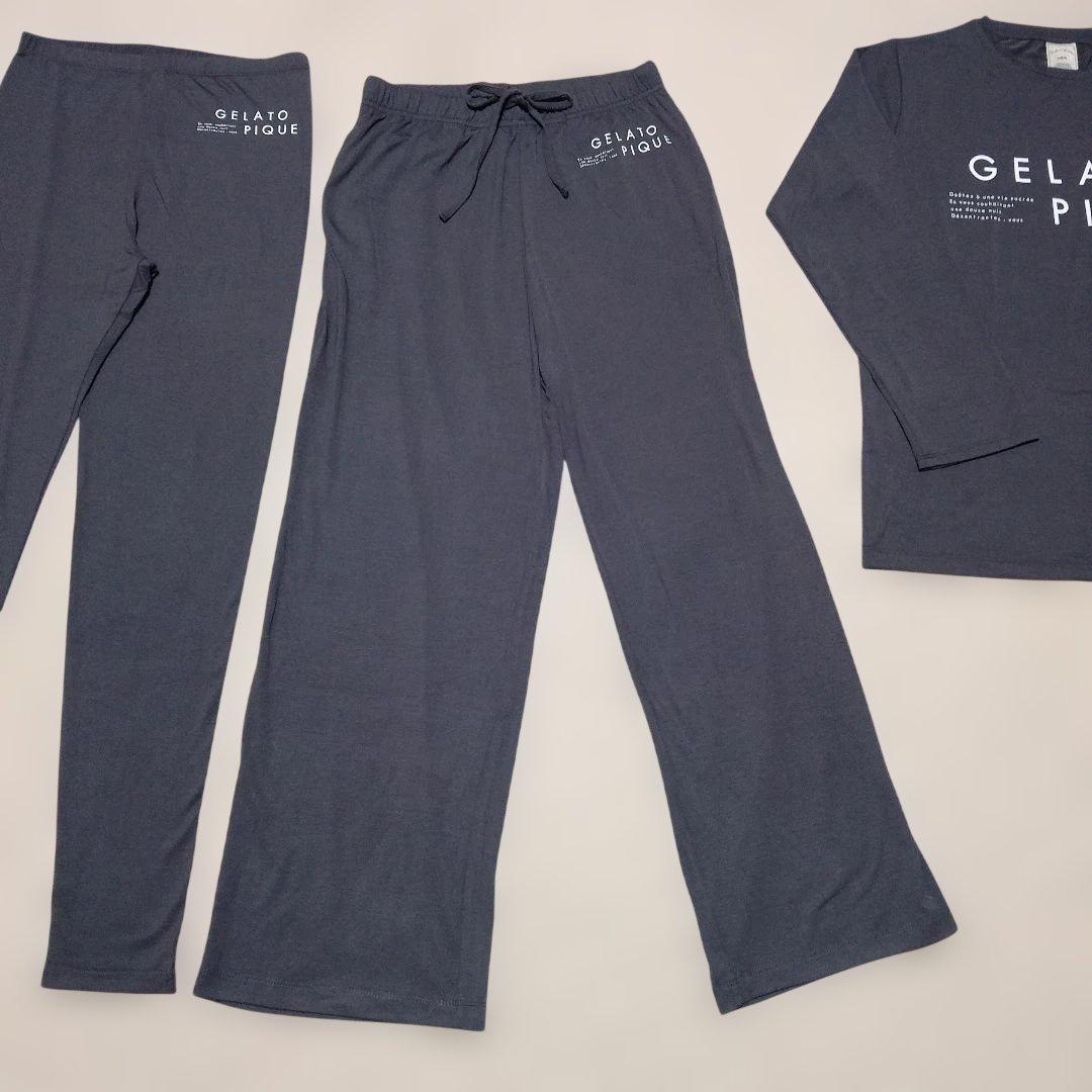 【新品未使用】ジェラートピケ ルームウェア 長袖 上下 3点セット ダークグレー