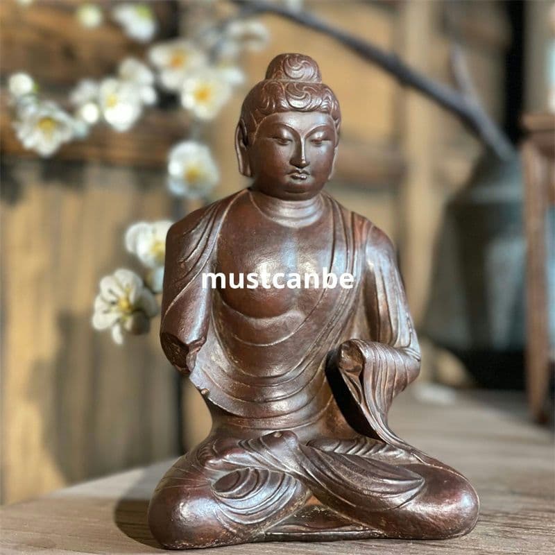 石像彫刻 釈迦尼仏 家内 書斎 茶室 客間 禅意 置物 装飾品 工芸品