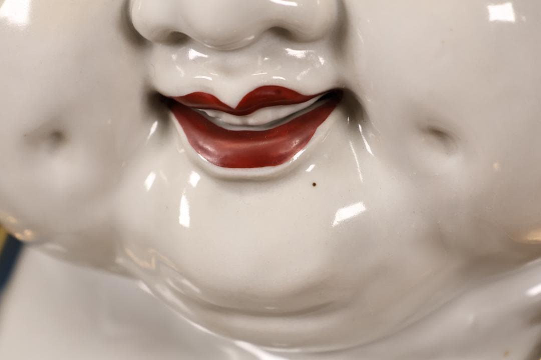 九谷焼 八幡窯 色絵金彩龍図　お多福 像　お福　置物　高さ約77cm　BK67