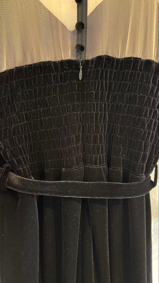 【美品】Ameri vintage アメリ チュール ベロア ロングドレス