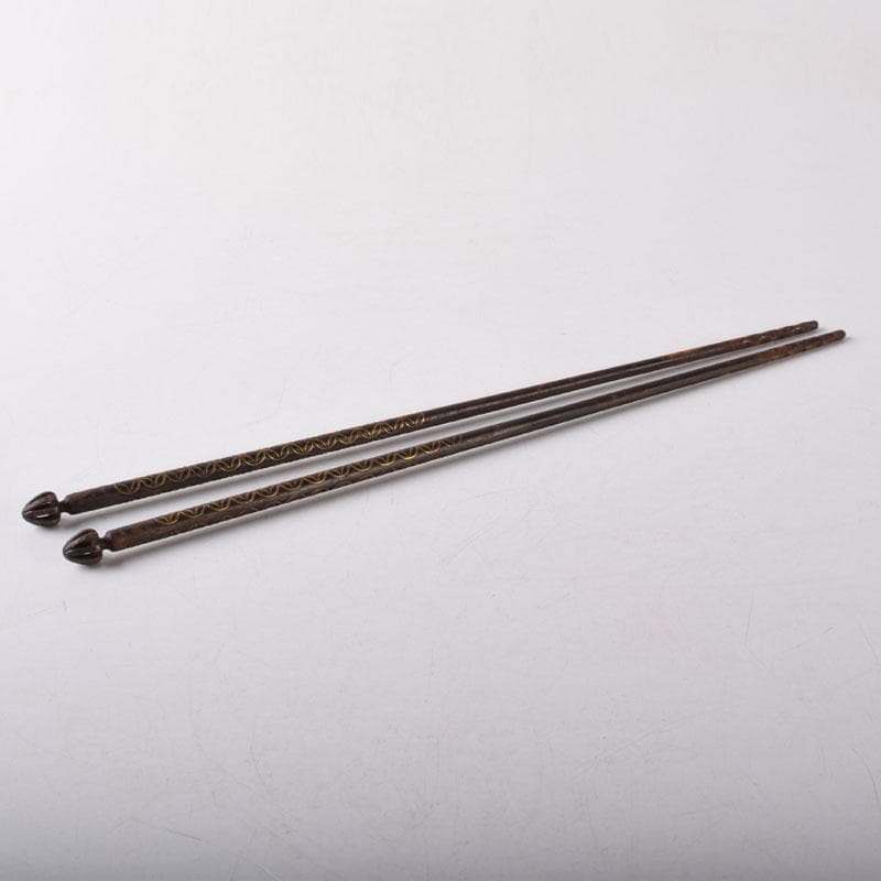 茶道具　大西浄寿造　鉄製　七宝象眼火箸　共箱　V　7856