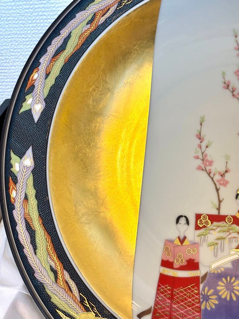 #皇太后陛下御麗筆「雛之図」良子女王　九谷焼　大皿