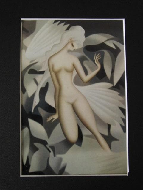 東郷青児、レダ、希少な大判額装用画集より、新品高級額装付、状態良好