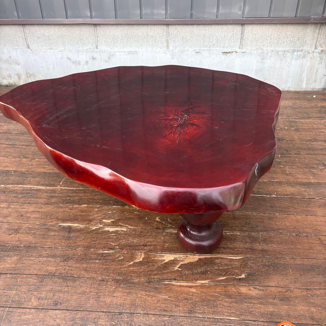 昭和レトロ 木製 天然木 欅材 一枚板 脚付き 大型 座卓 センターテーブル