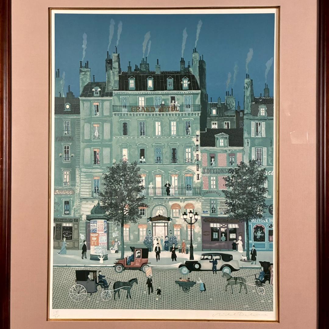 ミッシェル・ドラクロワ「グランドホテル」リトグラフ 大作 直筆サイン入 人気作家