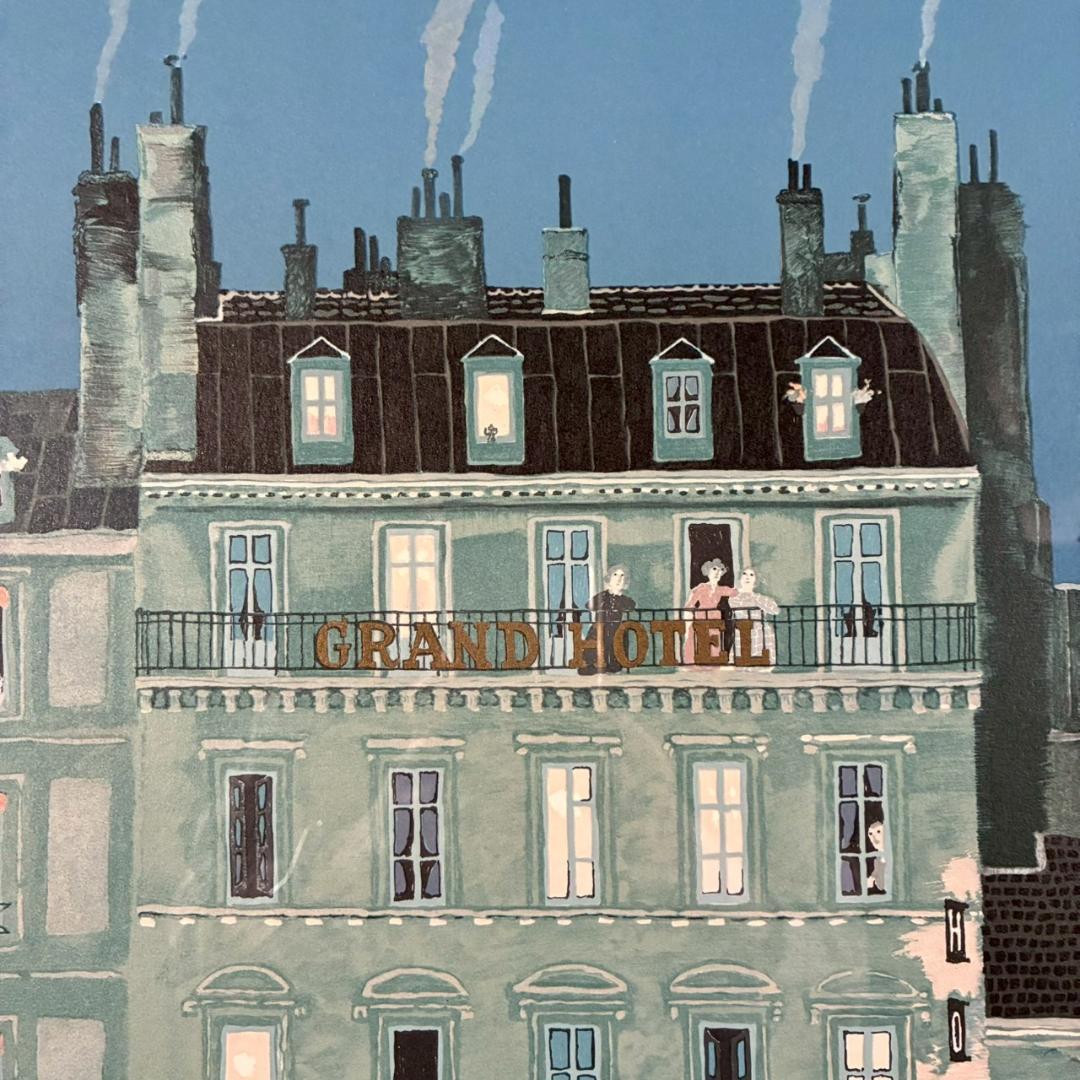 ミッシェル・ドラクロワ「グランドホテル」リトグラフ 大作 直筆サイン入 人気作家