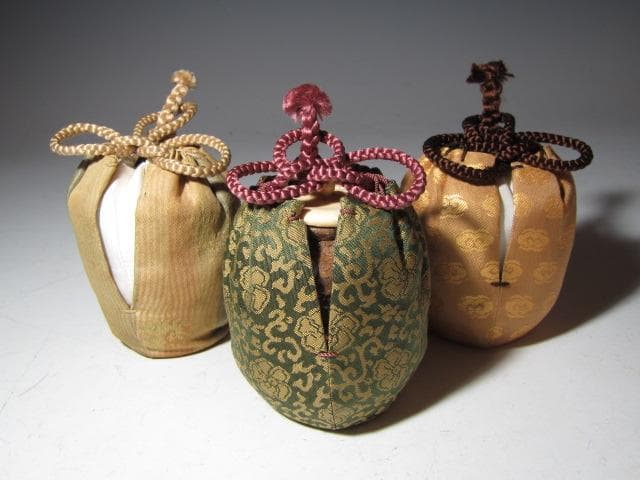 ○古萩茶入「遠山」裏千家六代 六閑斎花押 淡々斎追書 二重箱 替え仕覆k541