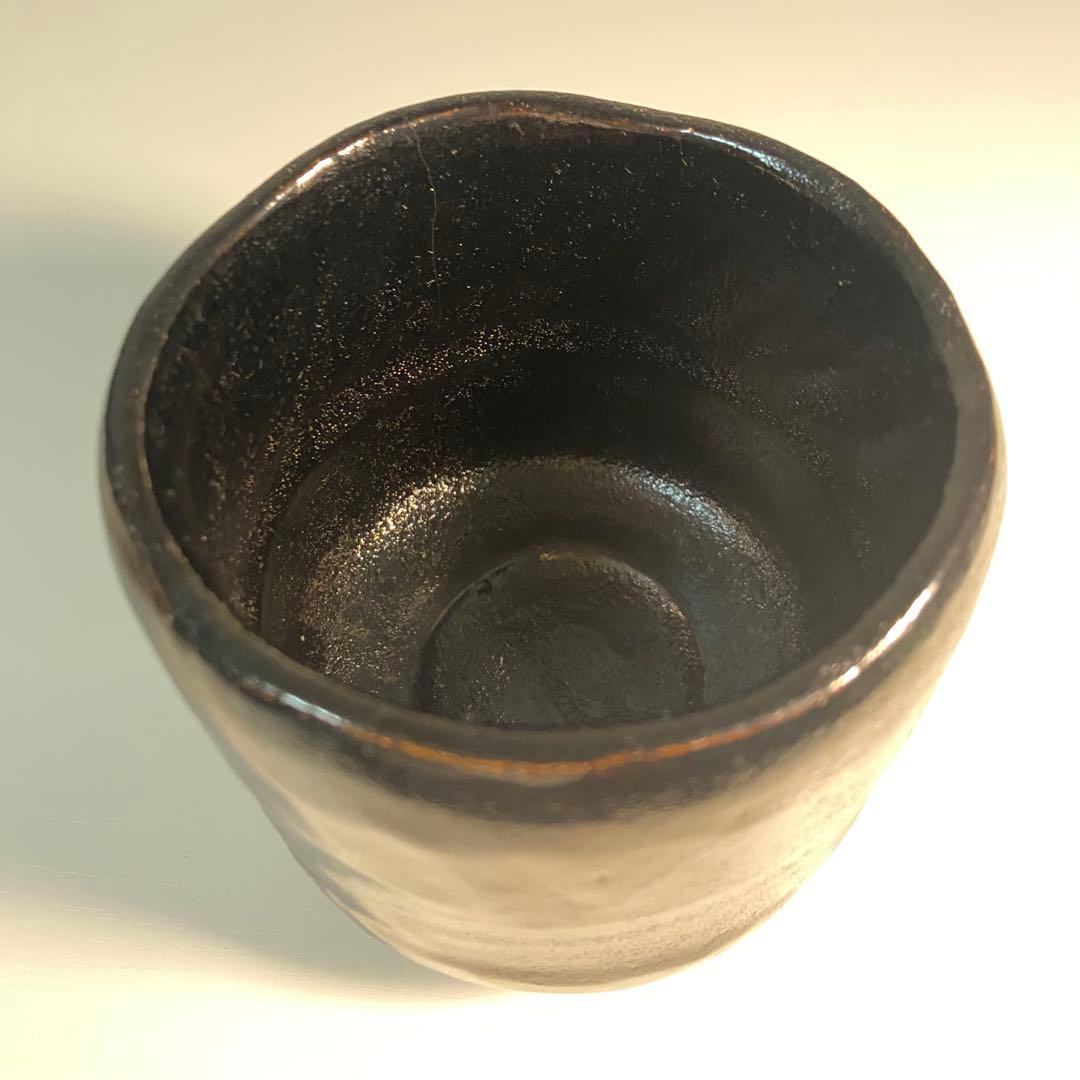 【美品】黒筒茶碗 抹茶 了入？