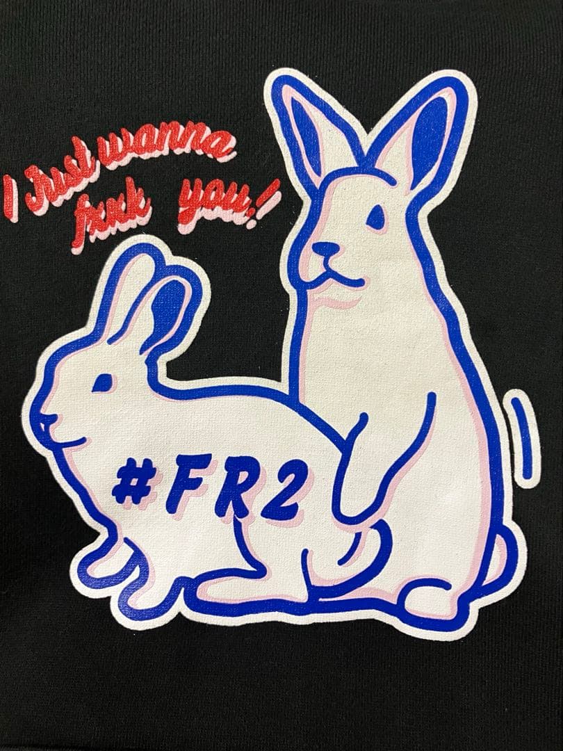 【人気即完売モデル】FR2 ブラック パーカー M うさぎロゴ 厚手