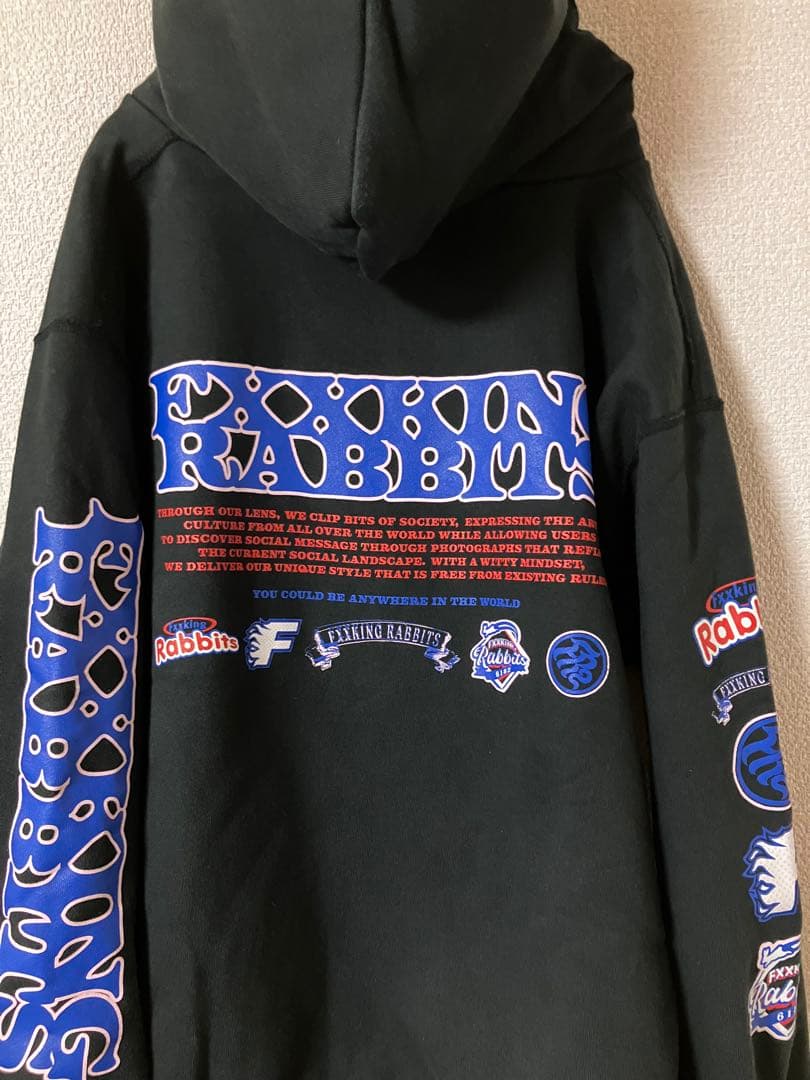 【人気即完売モデル】FR2 ブラック パーカー M うさぎロゴ 厚手