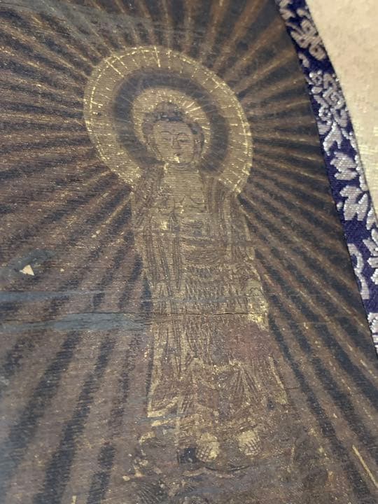 肉筆金粉　古仏画　絹本　仏画　掛け軸　仏壇　釈迦様　豪華仕上げ