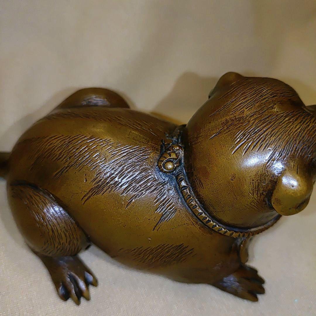 ブロンズ 犬の彫刻　犬の置物　芸術オブジェ