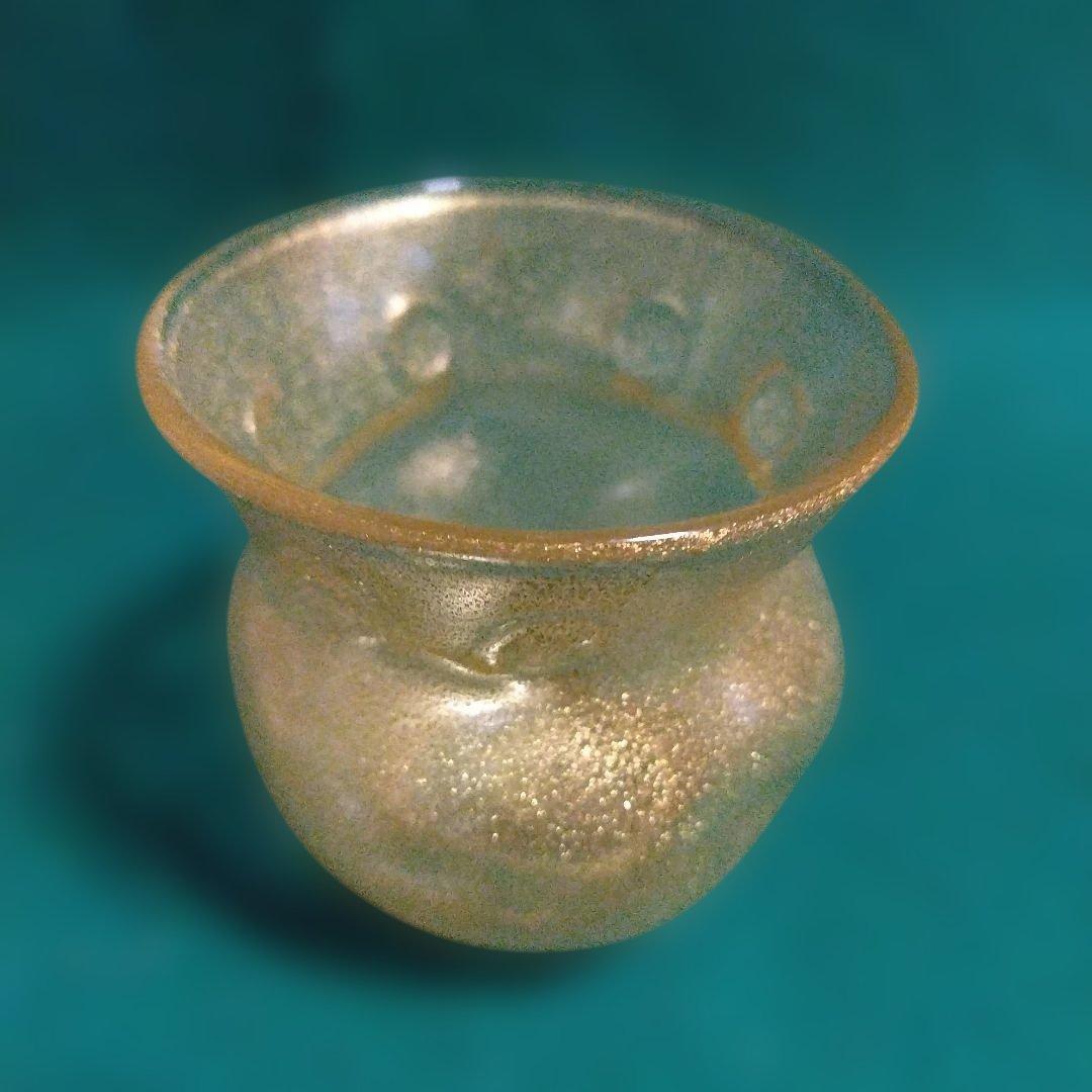 金色泡入りガラス茶器 木箱付き　岩田久利