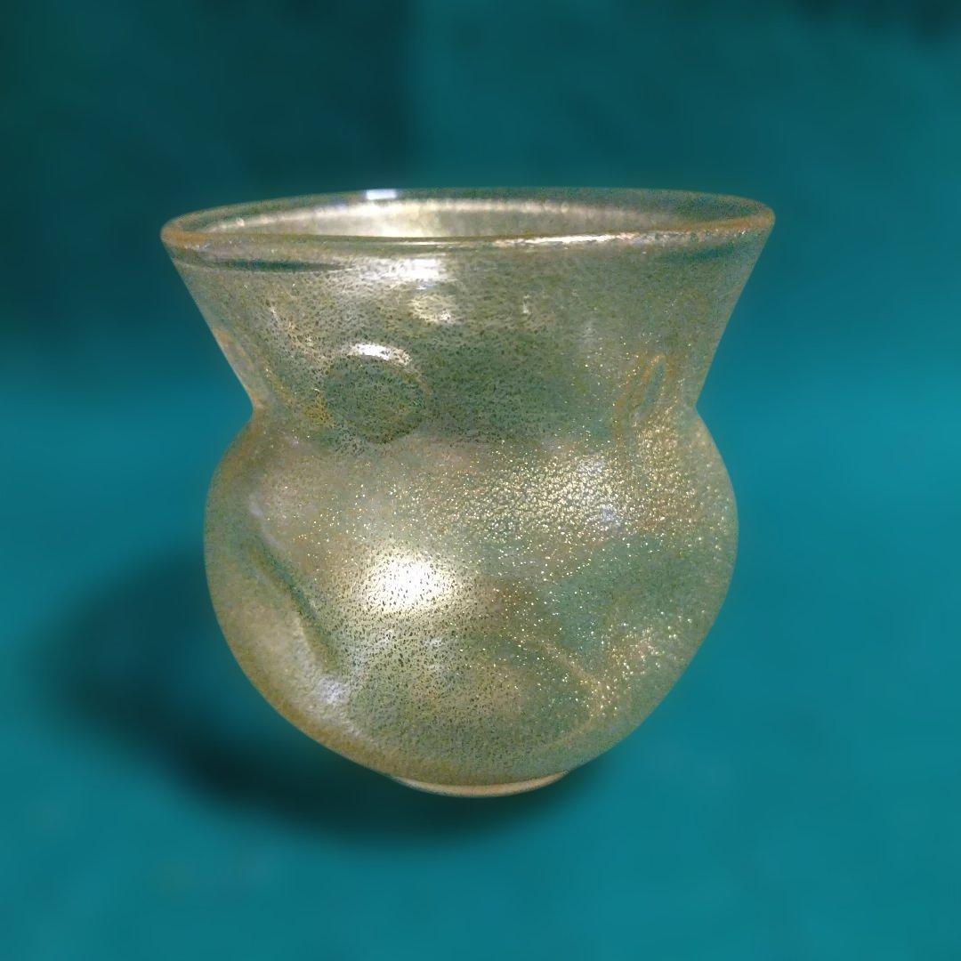 金色泡入りガラス茶器 木箱付き　岩田久利