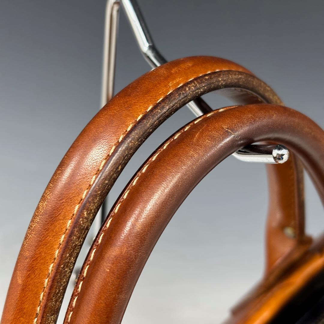 状態良【フェリージ本物】ブリーフケース/レザー/ブラック×ブラウン