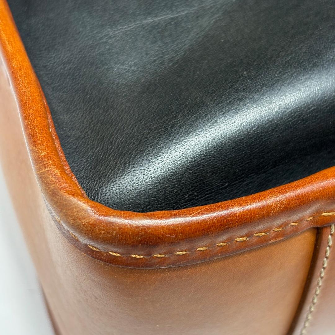 状態良【フェリージ本物】ブリーフケース/レザー/ブラック×ブラウン