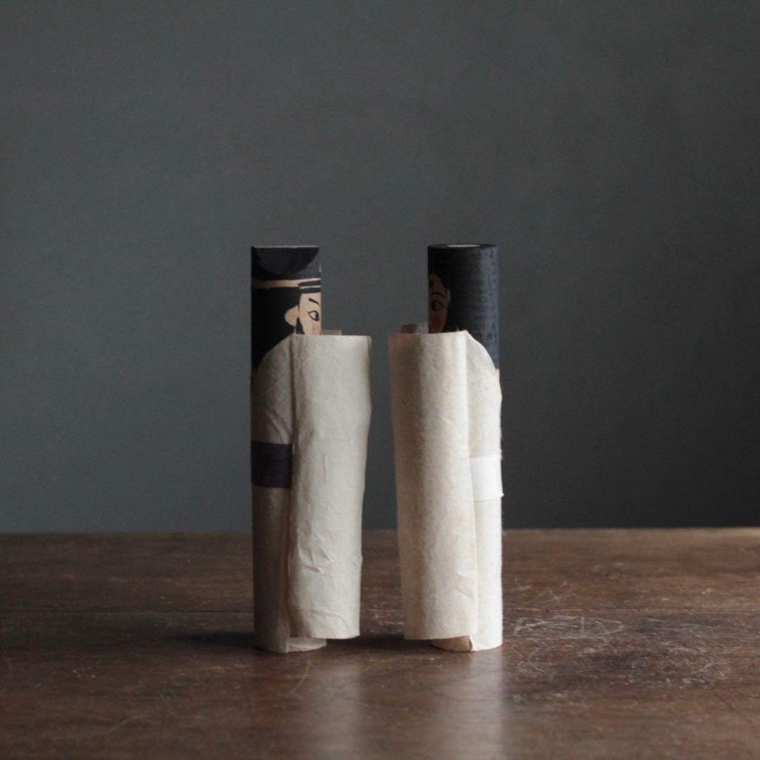 古い 道祖神人形 木彫 和紙 郷土人形 民間信仰 古道具 アンティーク