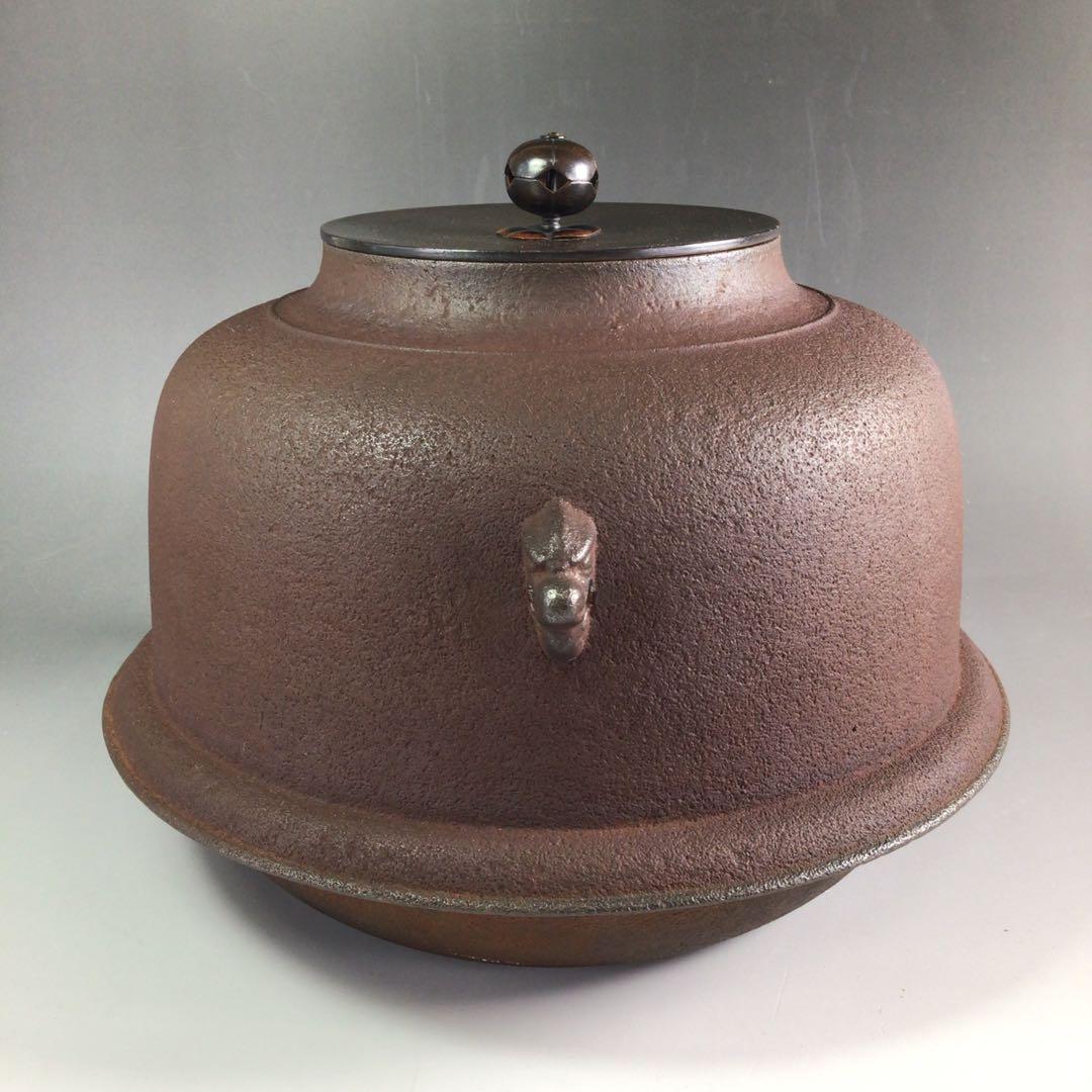 Ｒ３２１　茶釜　『釜師　佐藤浄清造』『真形羽釜』　共箱　茶道具