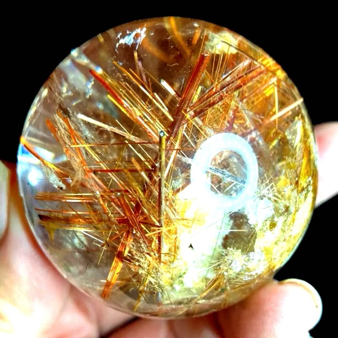 超絶綺麗✨50mm ゴールドタイチンルチルクォーツ　丸玉　スフィア　金針水晶