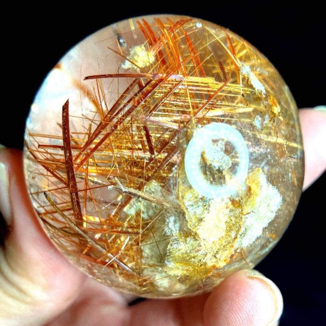 超絶綺麗✨50mm ゴールドタイチンルチルクォーツ　丸玉　スフィア　金針水晶