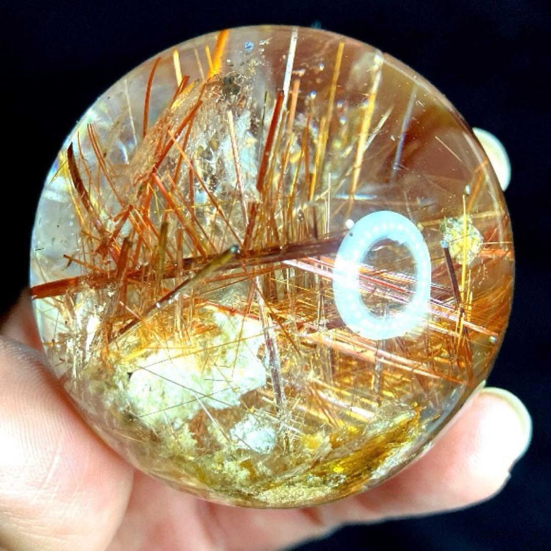 超絶綺麗✨50mm ゴールドタイチンルチルクォーツ　丸玉　スフィア　金針水晶