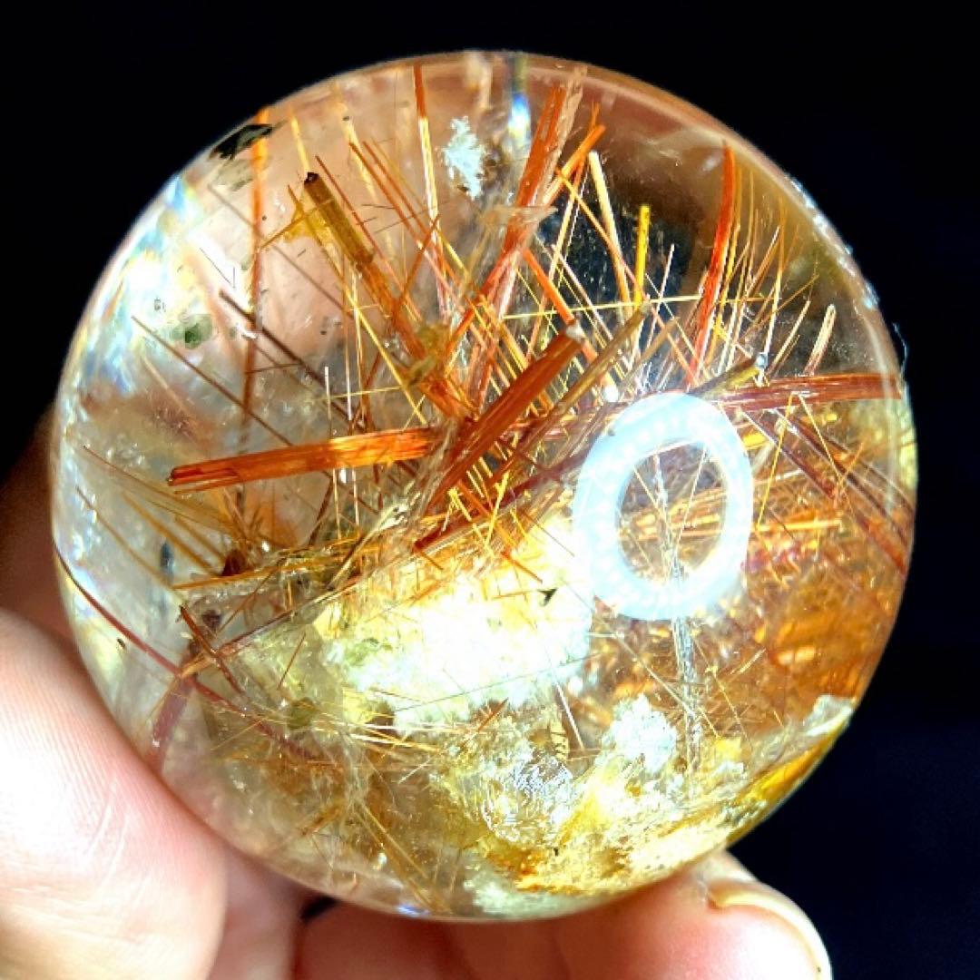 超絶綺麗✨50mm ゴールドタイチンルチルクォーツ　丸玉　スフィア　金針水晶