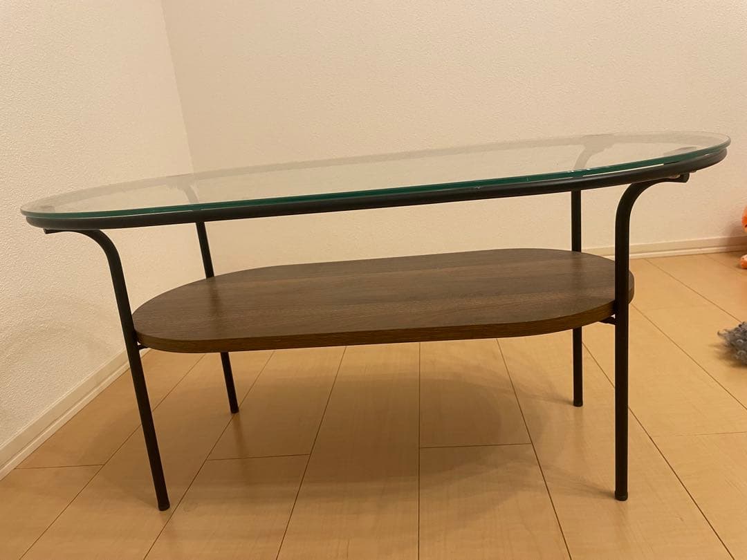 Francfranc ガラス天板 楕円形テーブル