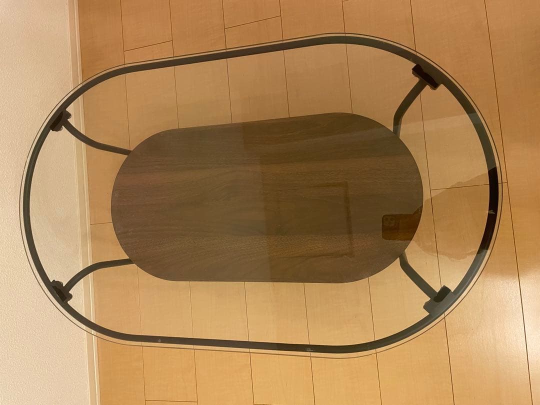 Francfranc ガラス天板 楕円形テーブル