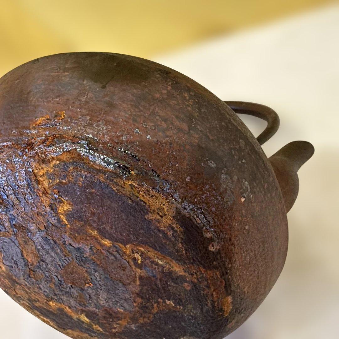 鋳鉄製丸型鉄瓶 黒色 使用感あり