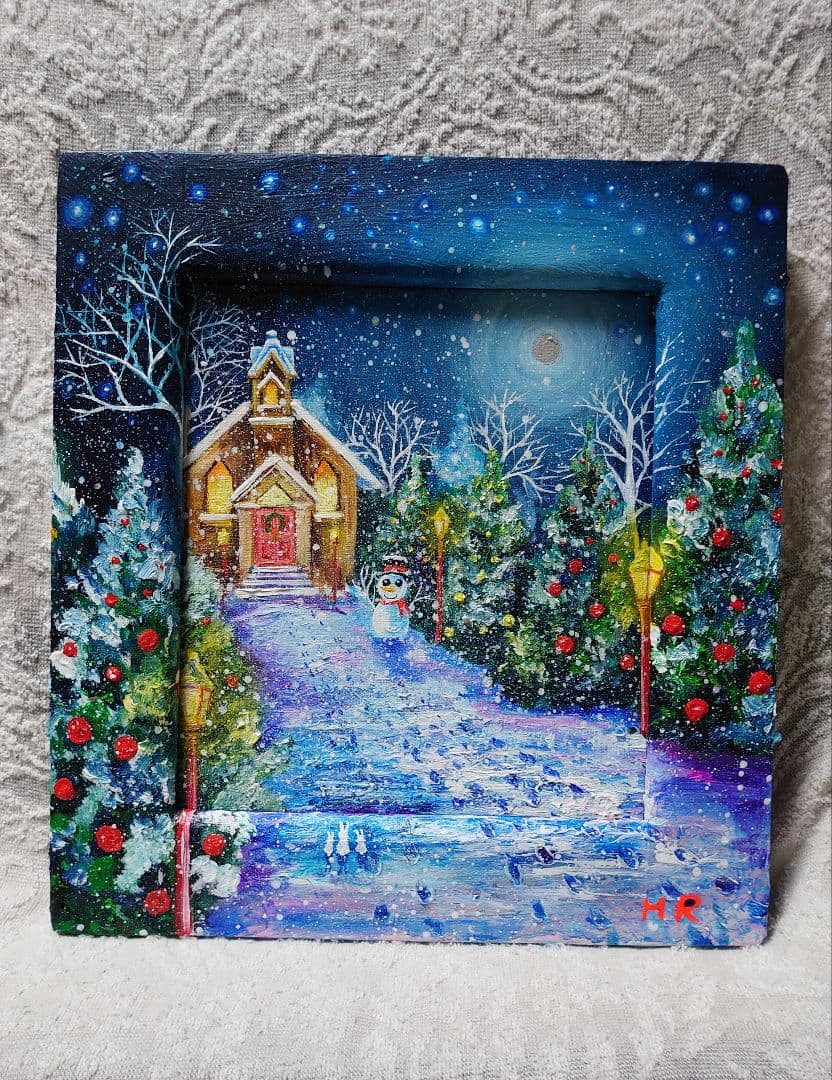 油絵 絵画【冬の朝日】