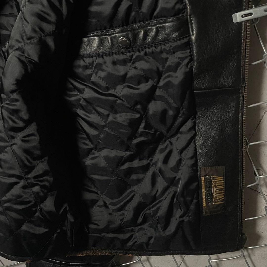 MIDCOAST ライダースジャケット 羊革 革ジャン 本革 短丈 黒 M