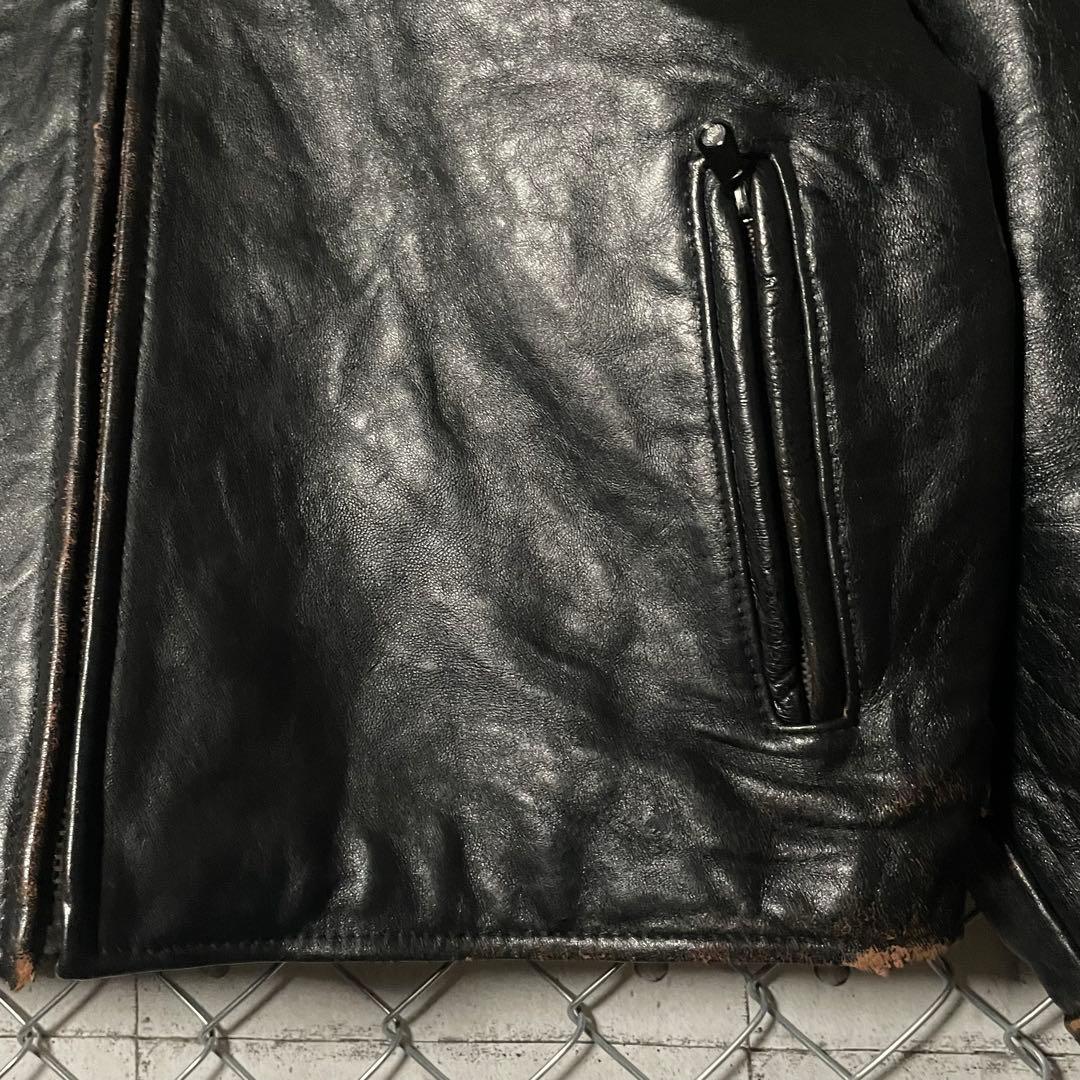 MIDCOAST ライダースジャケット 羊革 革ジャン 本革 短丈 黒 M