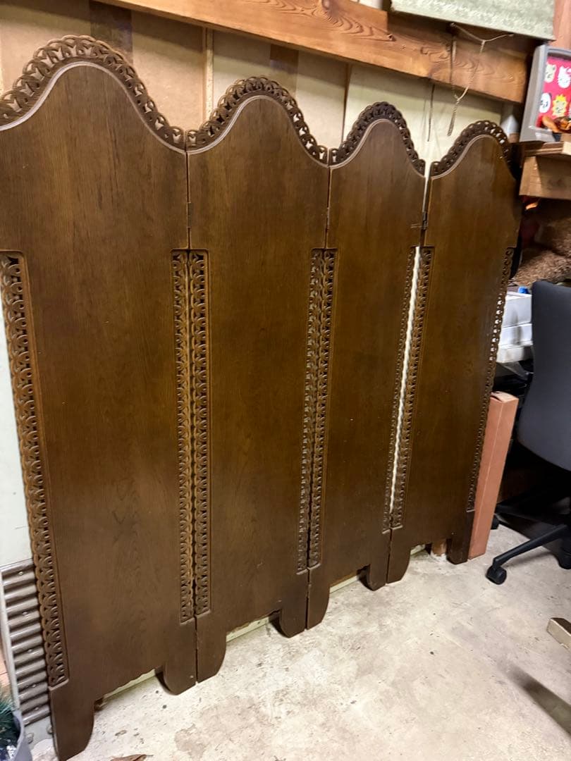 木製パーティション ダークブラウン 3パネル