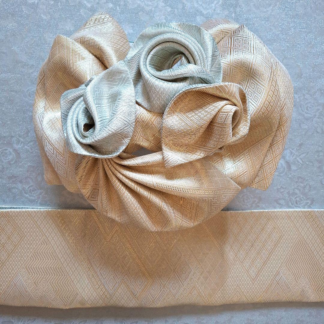 【K753】七五三 七歳　 時短！ 二部式作り帯 3ローズ♪金&銀　化繊