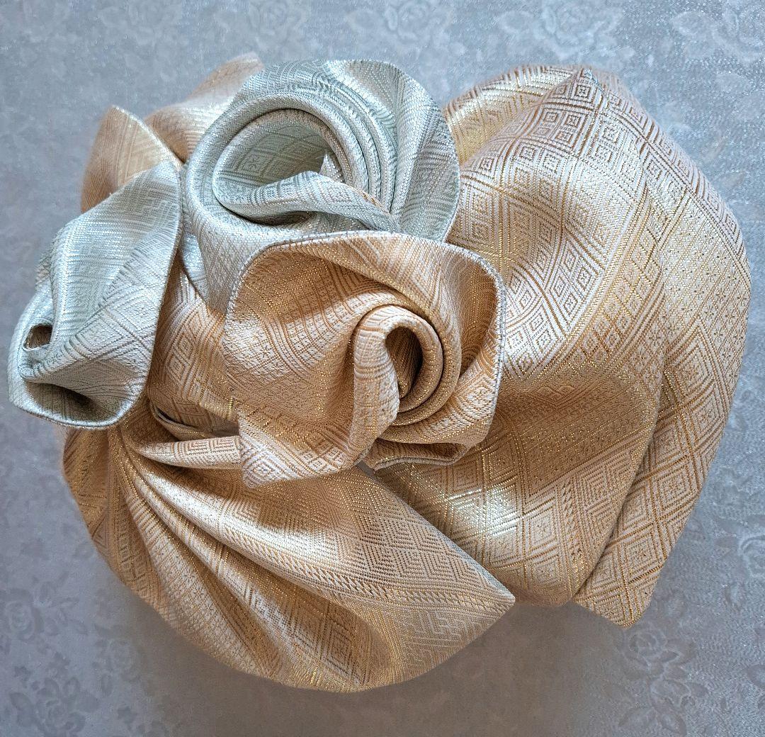 【K753】七五三 七歳　 時短！ 二部式作り帯 3ローズ♪金&銀　化繊